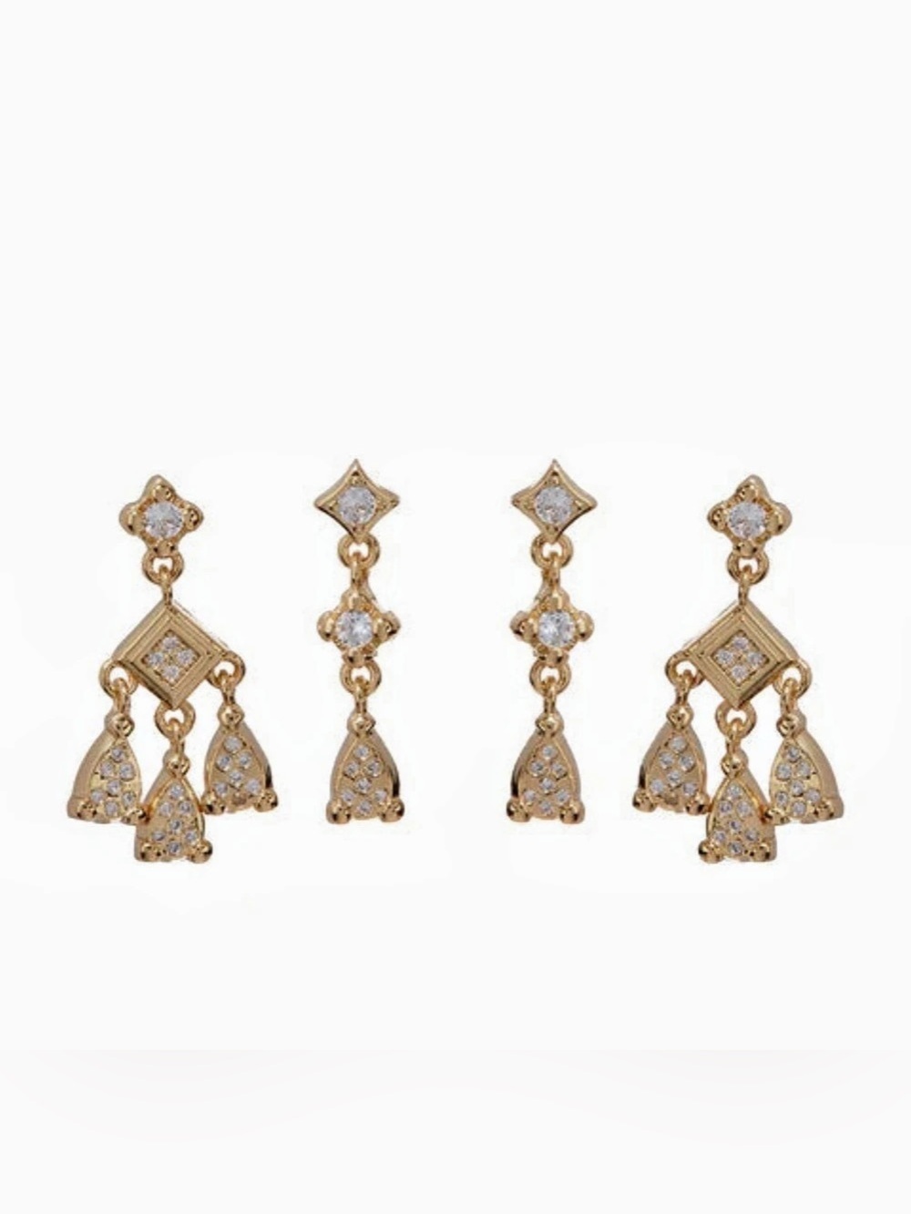 Bezel Charm Studs Set Gold |LUVAJ